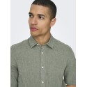 ONLY & SONS Caiden S/S Hør Skjorte - Swamp