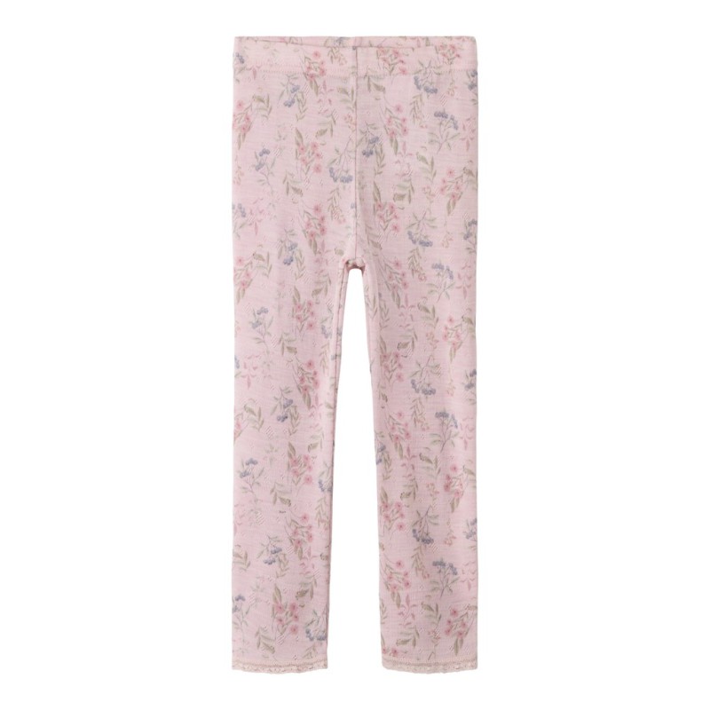 NAME IT MINI Wang uld leggings med hulmønster - Violet Ice