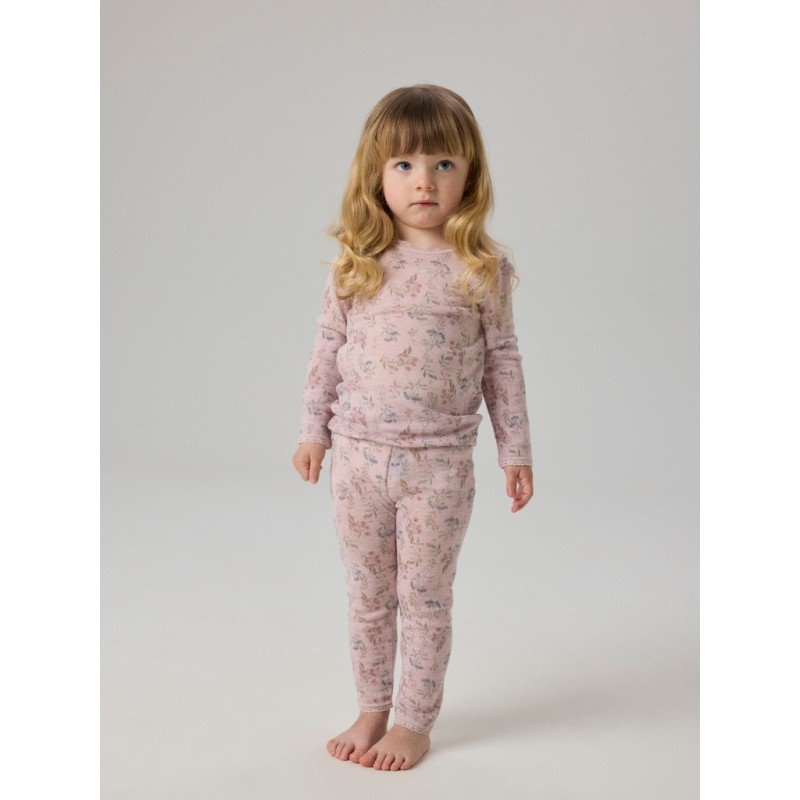 NAME IT MINI Wang uld leggings med hulmønster - Violet Ice