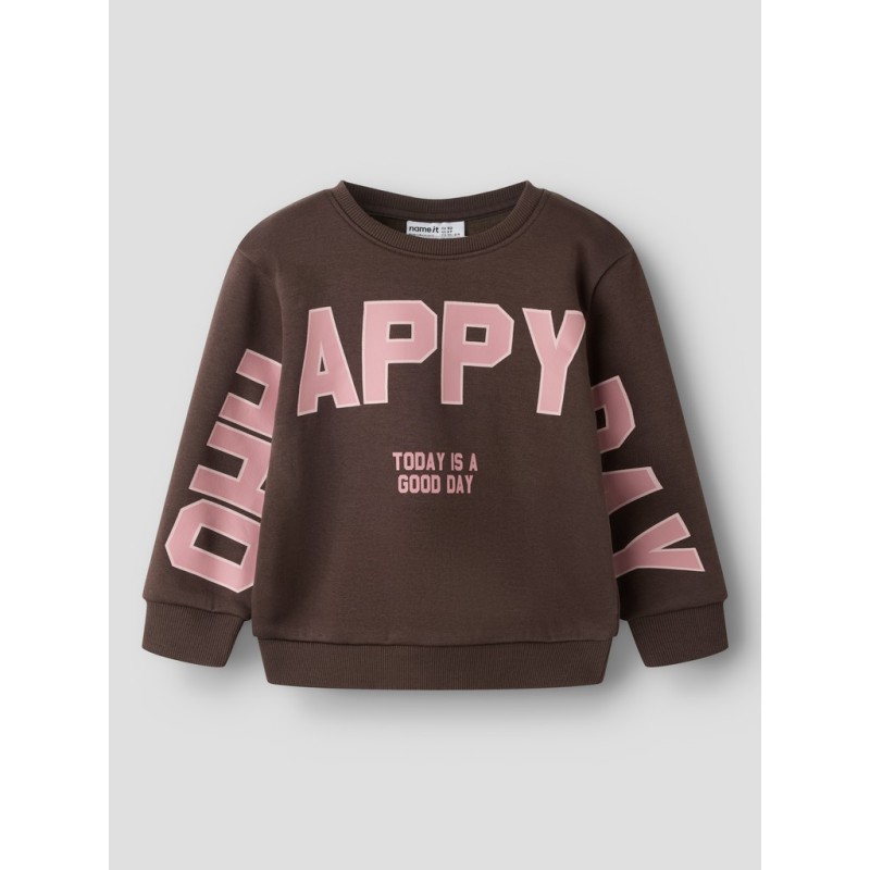 NAME IT MINI Linka langærmet sweatshirt - Chocolate Brown