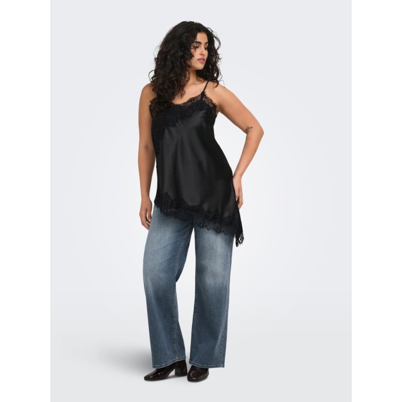 ONLY CARMAKOMA Indona satin blonde Top - Sort