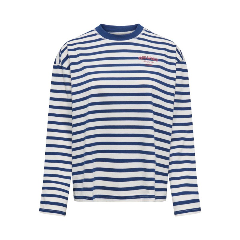 ONLY Freja langærmet Top med striber - Cloud Dancer/ Navy