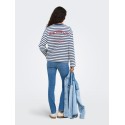 ONLY Freja langærmet Top med striber - Cloud Dancer/ Navy
