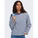ONLY Freja langærmet Top med striber - Cloud Dancer/ Navy