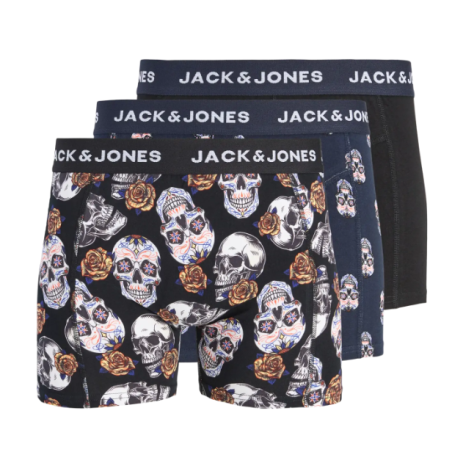 JACK & JONES JUNIOR Craul Skulls 3-pak boxershorts - Black/ Sky Captain