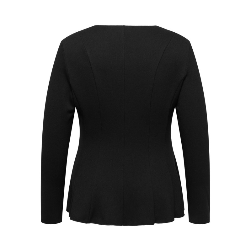 ONLY CARMAKOMA Kenya langærmet peplum top - Black