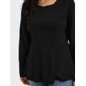 ONLY CARMAKOMA Kenya langærmet peplum top - Black
