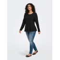 ONLY CARMAKOMA Kenya langærmet peplum top - Black