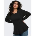 ONLY CARMAKOMA Kenya langærmet peplum top - Black