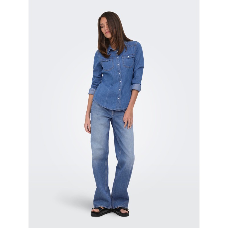 JDY Sandie denim skjorte - Medium Blue Denim