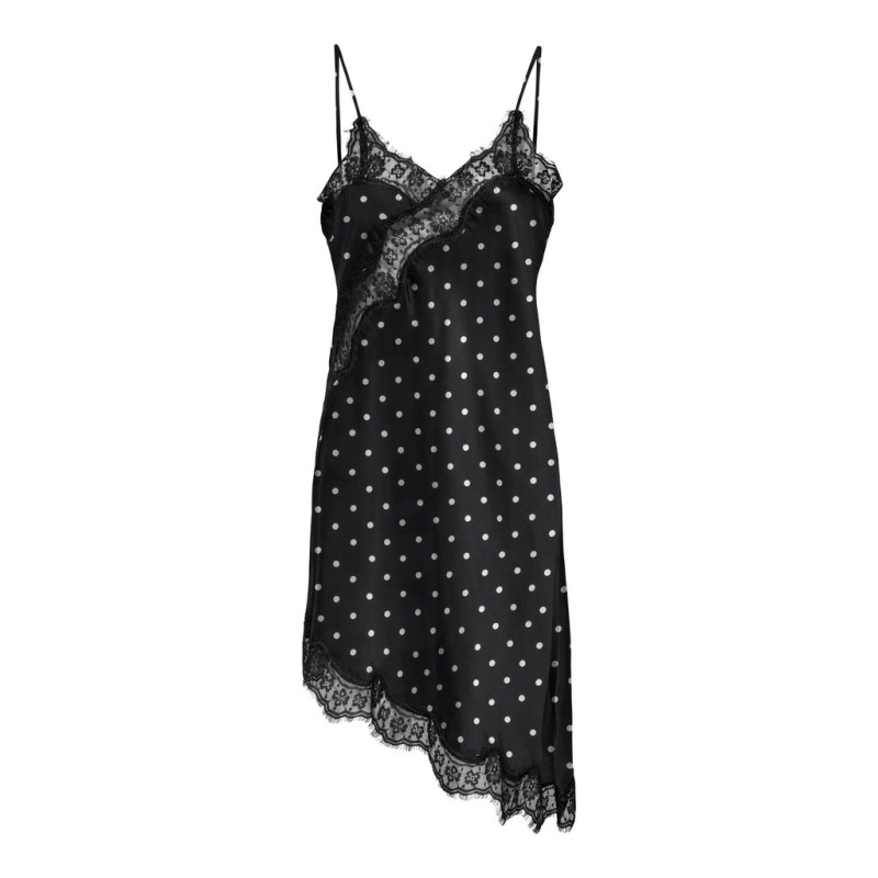 JDY Cally prikket satin singlet kjole - Sort /Cloud Dancer