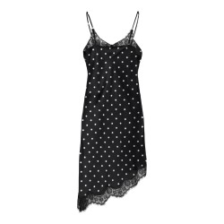 JDY Cally prikket satin singlet kjole - Sort /Cloud Dancer