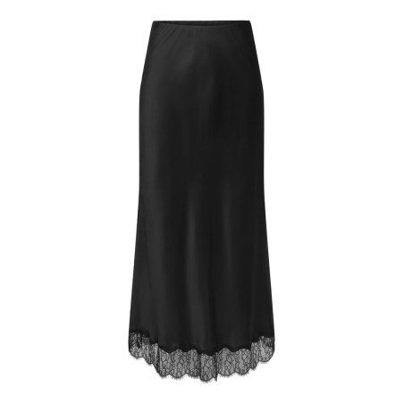 JDY Cally MW midi satin nederdel - Black