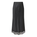 JDY Cally MW midi satin nederdel med prikker - Sort med hvide prikker