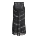 JDY Cally MW midi satin nederdel med prikker - Sort med hvide prikker