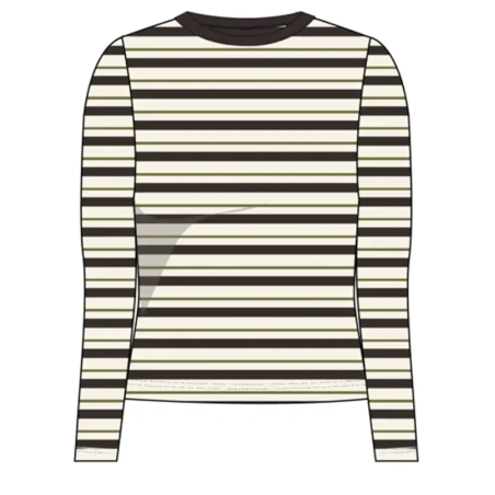 ONLY Elli langærmet stribet rib Top - Cloud Dancer/ Peat Moss/ Chocolatete Tort