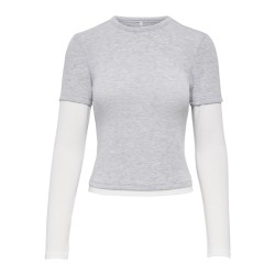 ONLY Dubla Langærmet top - Light Grey Melange