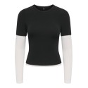 ONLY Dubla Langærmet top - Black/ Cloud Dancer