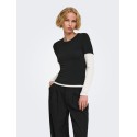ONLY Dubla Langærmet top - Black/ Cloud Dancer