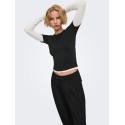 ONLY Dubla Langærmet top - Black/ Cloud Dancer