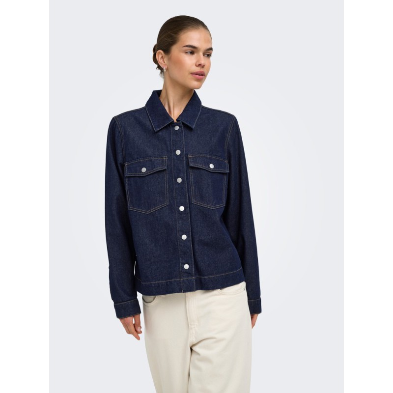ONLY Belle denim skjorte - Dark Blue Denim