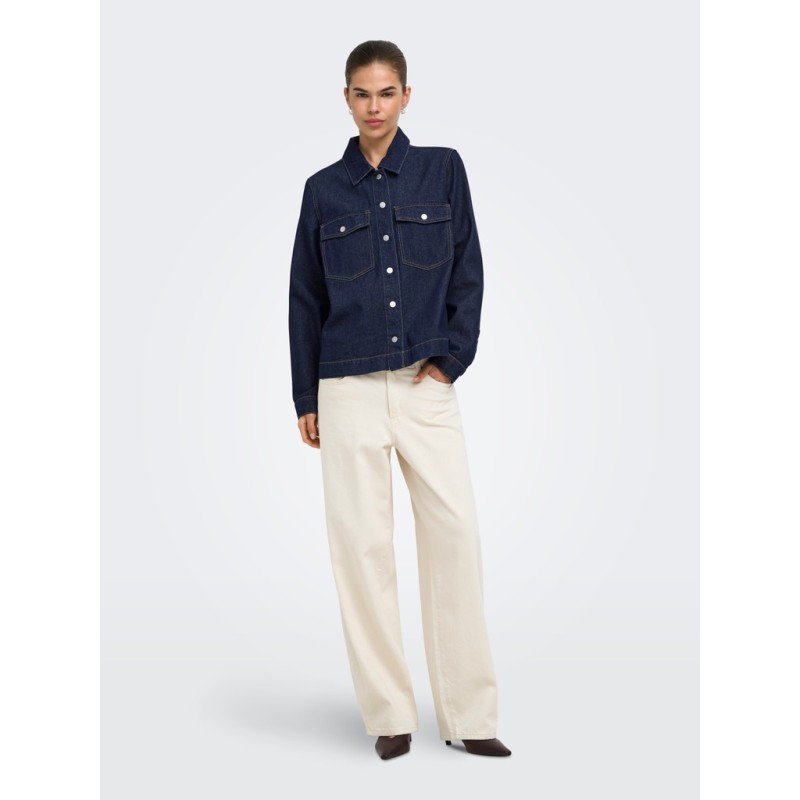 ONLY Belle denim skjorte - Dark Blue Denim
