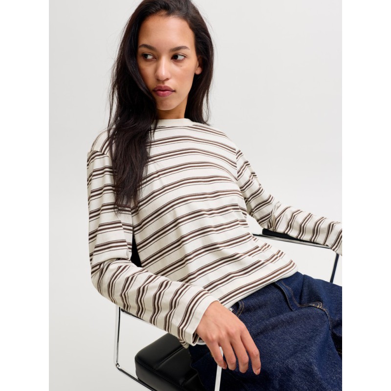 JJXX Sophia boxy langærmet T-shirt - Carafe/ Vanilla