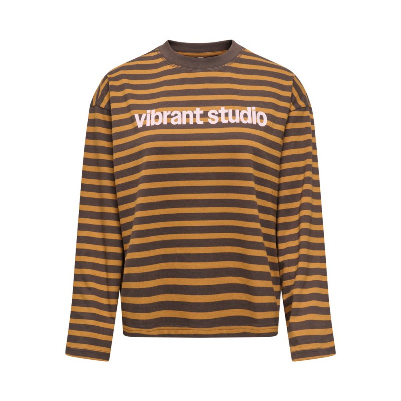 ONLY Freja langærmet T-shirt med striber - Bracken/Buckthorn