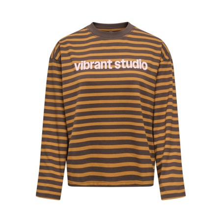 ONLY Freja langærmet T-shirt med striber - Bracken/Buckthorn