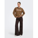 ONLY Freja langærmet T-shirt med striber - Bracken/Buckthorn