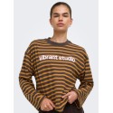 ONLY Freja langærmet T-shirt med striber - Bracken/Buckthorn