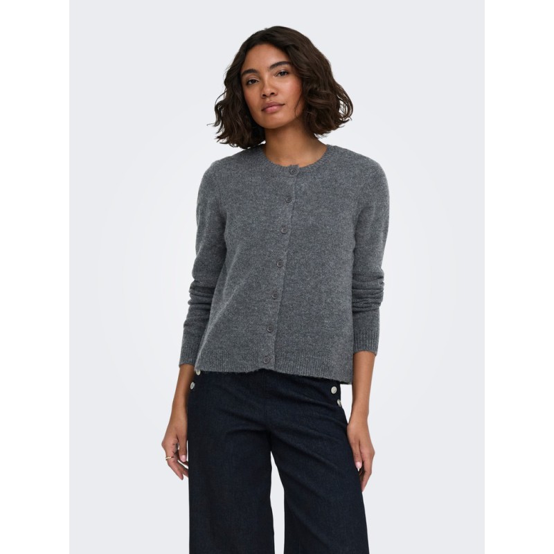 ONLY Olivia langærmet strik cardigan - Dark Grey Melange