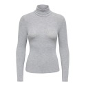 ONLY Glamour langærmet højhalset bluse - Light Grey Melange