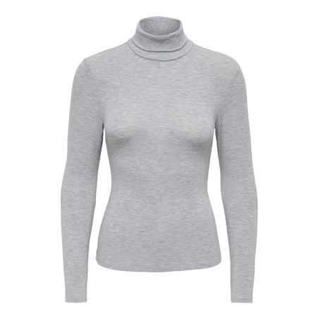 ONLY Glamour langærmet højhalset bluse - Light Grey Melange