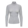 ONLY Glamour langærmet højhalset bluse - Light Grey Melange