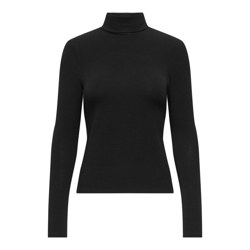ONLY Glamour langærmet højhalset bluse - Black