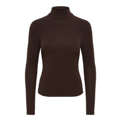 ONLY Glamour langærmet højhalset bluse - Black Coffee