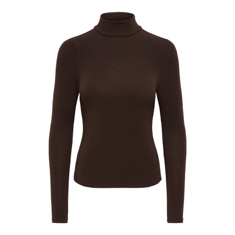 ONLY Glamour langærmet højhalset bluse - Black Coffee