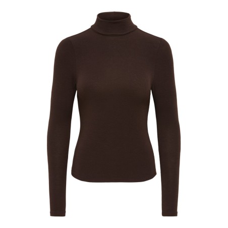 ONLY Glamour langærmet højhalset bluse - Black Coffee
