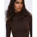 ONLY Glamour langærmet højhalset bluse - Black Coffee