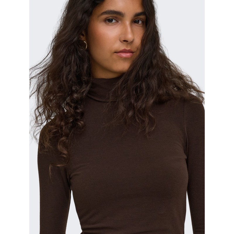 ONLY Glamour langærmet højhalset bluse - Black Coffee