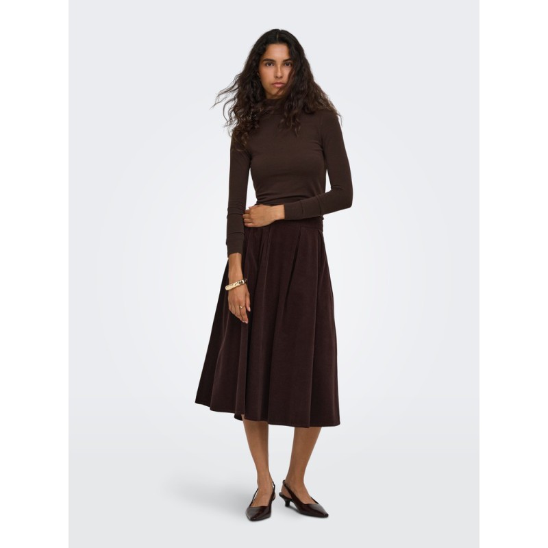 ONLY Glamour langærmet højhalset bluse - Black Coffee