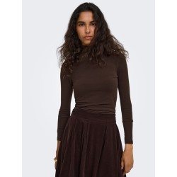 ONLY Glamour langærmet højhalset bluse - Black Coffee