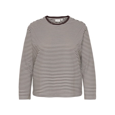 ONLY CARMAKOMA Freja brede langærmet T-shirt - Coffee Bean/Cloud Dancer