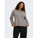 ONLY CARMAKOMA Freja brede langærmet T-shirt - Coffee Bean/Cloud Dancer