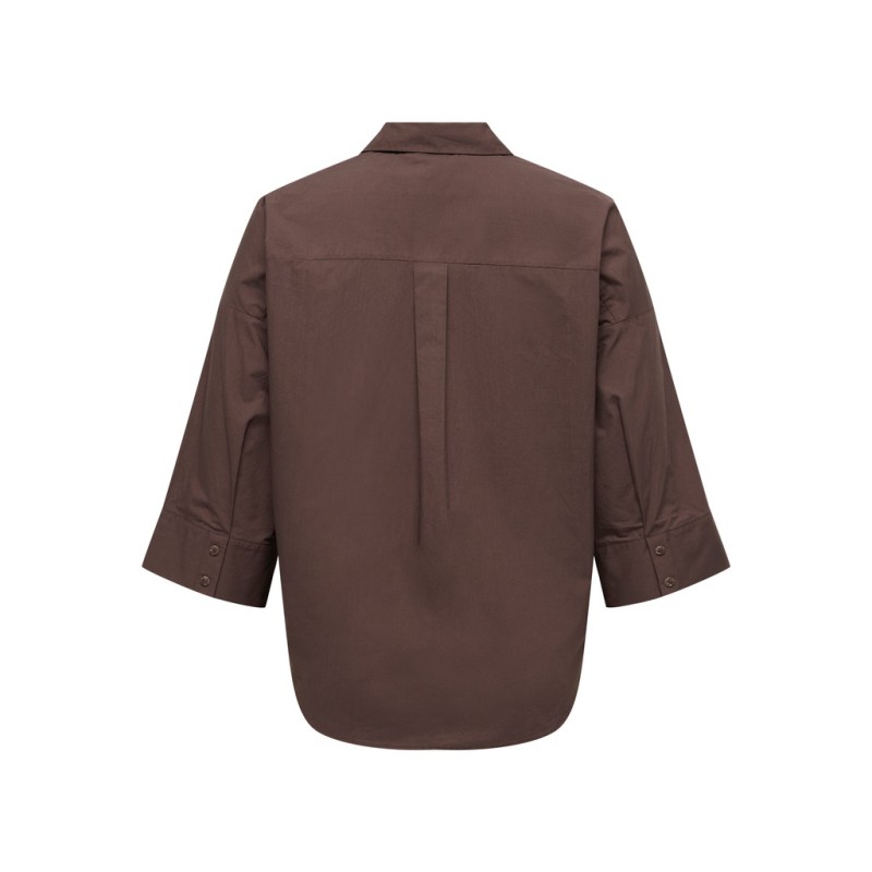 ONLY CARMAKOMA Saja Keri 3/4 skjorte - Coffee Bean