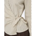 JDY Rika langærmet binde knude skjorte - Eggnog/Brown/Black