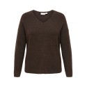 ONLY CARMAKOMA Camilla V-hals strik pullover - Coffee Bean