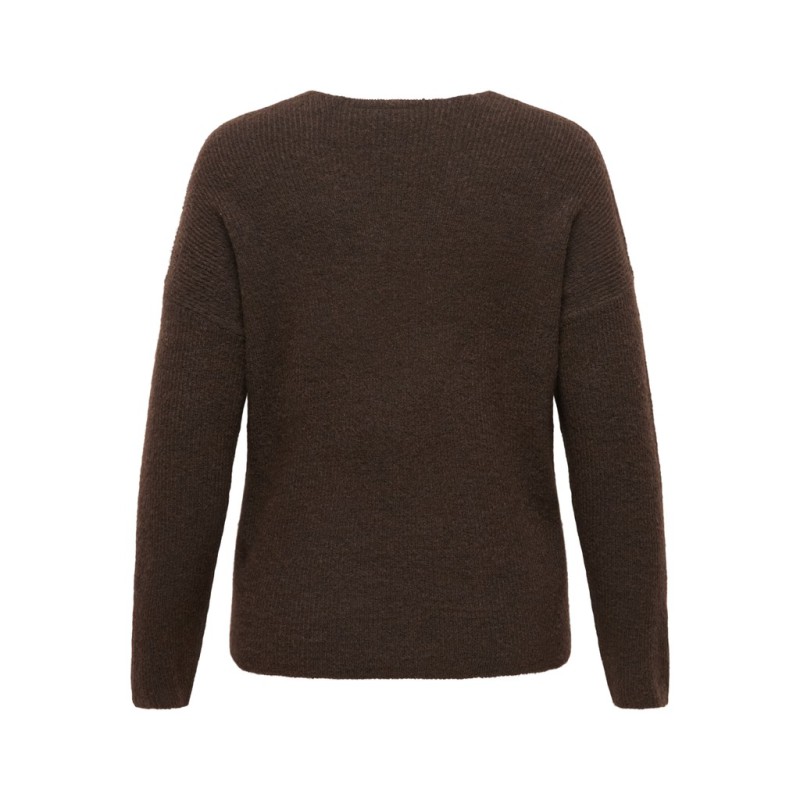 ONLY CARMAKOMA Camilla V-hals strik pullover - Coffee Bean