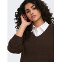 ONLY CARMAKOMA Camilla V-hals strik pullover - Coffee Bean